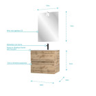 Pack Meuble SDB 60cm suspendu 2 tiroirs chêne - Vasque blanche + Miroir Led - TIMBER 60_Pack31 Aurlane - PACM241