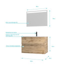 Pack Meuble SDB 80cm suspendu 2 tiroirs chêne - Vasque blanche + Miroir Led - TIMBER 80_Pack36 Aurlane - PACM246