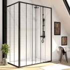 Pack Paroi porte de douche coulissante sérigraphie 140x200cm + Paroi retour 80x200 cm - CRUSHX Aurlane - PACF015