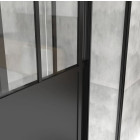 Pack Porte coulissante Noire mate type atelier et receveur à grille linéaire effet pierre - 120x90x200 cm Aurlane - PACF006