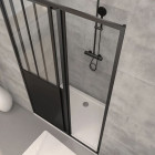 Pack Porte coulissante Noire mate type atelier et receveur en acrylique blanc - 140x90x200 cm Aurlane - PACF004