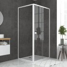 Pack porte de douche coulissante blanc 100x185cm + retour 90 verre transparent 5mm - WHITY Slide 100 Aurlane - PACF023