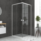 Pack porte de douche coulissante blanc de 78 à 90x185cm + receveur 80×80 - WHITY SLIDE Aurlane - PACF030