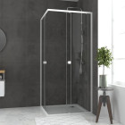 Pack porte de douche coulissante blanc de 78 à 90x185cm + receveur 80×80 - WHITY SLIDE Aurlane - PACF030