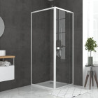 Pack porte de douche pivotante blanc de 78 à 90x185cm + retour 80 verre 5mm - WHITY PIVOT Aurlane - PACF026