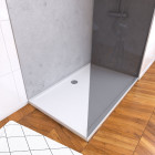 Panneaux muraux light grey 90+120x210 - receveur 120x90 - paroi 8mm 120x200 + bras - Couleur paroi au choix