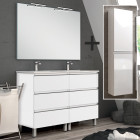 Ensemble meuble de salle de bain 120cm double vasque + colonne de rangement palma - blanc