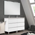 Meuble de salle de bain 140cm double vasque - 6 tiroirs - palma - blanc