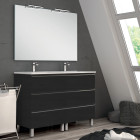 Meuble de salle de bain 140cm double vasque - 6 tiroirs - palma - ebony (bois noir)