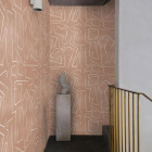 Papier peint abstrait au design minimaliste couleur saumon - GRAFFITO ROSA++