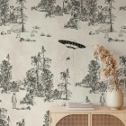 Papier peint Alien toile de Jouy - ALIEN TOILE BLACK++