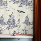 Papier peint Alien toile de Jouy Bleu - ALIEN TOILE BLUE++ Papier peint Alien toile de Jouy Bleu - ALIEN TOILE BLUE++