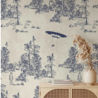 Papier peint Alien toile de Jouy Bleu - ALIEN TOILE BLUE++