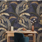 Papier peint Banane jungle tropicale foncé - BANANA VARIANTE BLUE++