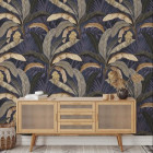 Papier peint Banane jungle tropicale foncé - BANANA VARIANTE BLUE++ Papier peint Banane jungle tropicale foncé - BANANA VARIANTE BLUE++