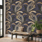 Papier peint Banane jungle tropicale foncé - BANANA VARIANTE BLUE++