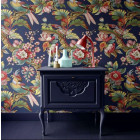 Papier peint chinois en bleu avec des oiseaux - CHINOISERIE++