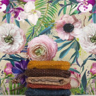 Papier peint floral avec fleurs roses - PINK BOTANICAL++