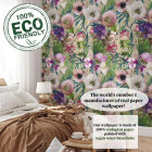 Papier peint floral avec fleurs roses - PINK BOTANICAL++