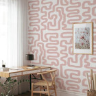 Papier peint à motif labyrinthe avec coups de pinceau rose - PINK BRUSH++