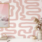 Papier peint à motif labyrinthe avec coups de pinceau rose - PINK BRUSH++