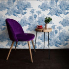 Papier peint Toile de Jouy Palmier bleu - TOILE BLUE