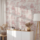 Papier peint vintage français en toile rose - VINTAGE TOILE PINK