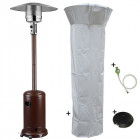 Parasol chauffant gaz 14kw brun martelé radiateur de terrasse (inclus housse, lest et connectique)