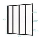 Pare baignoire 4 volets pivotants - profilés noir mat - verre transparent 4mm - TETRA BLACK Aurlane - FAC599