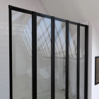 Pare baignoire 5 volets pivotants profiles noir mat - Verre transparent 4mm - QUINTUPLE BLACK Aurlane - FAC600