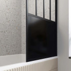 Pare Baignoire Pivotant 130x75cm Type Industriel - Profilé Noir Mat - Verre Trempé - GLASSY SCREEN Aurlane - FAC601