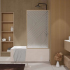 Pare baignoire pivotant 140x80 cm HINATA - Style Japandi géométrique Aurlane - FAC1065