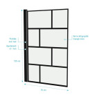 Pare baignoire rabattable sérigraphié 75x125cm - Finition Noir Mat - BLOCKS SCREEN Aurlane - FAC591