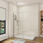 Paroi de douche à l'italienne 140 x 200 cm en verre anticalcaire 8 mm avec barre de maintien au plafond