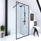 Paroi de douche 100x200 cm - Cadre et bras aluminium Noir mat - DARK CONTOURING Aurlane - FAC499