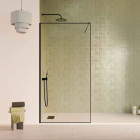 Paroi de douche 100x200cm - Verre anticalcaire - Encadrement Ultra-Fin - Finition Noir Mat - LEA Aurlane - FAC1119