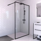 Paroi de douche 120x200 + receveur 120×80 cm - Cadre et barre noir mat - CONTOURING 120 Aurlane - PACF009