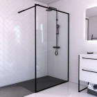 Paroi de douche 120x200cm + receveur à poser 120x80cm - Cadre et barre noir mat - CONTOURING 120 Aurlane - PACF010