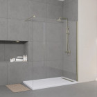 Paroi de douche 160x200cm verre transparent - Barre de fixation extensible et profil Or Brossé - FREEDOM 2 GOLD Aurlane - PACF491