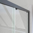 Paroi de douche 1 porte coulissante 100×200 cm - Verre transparent - Profilé Noir - CRUSH Aurlane - FAC606