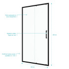 Paroi de douche 1 porte coulissante 100×200 cm - Verre transparent - Profilé Noir - CRUSH Aurlane - FAC606