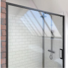 Paroi de douche 1 porte coulissante 140x200 cm - Verre transparent - Profilé Noir - CRUSH Aurlane - FAC281