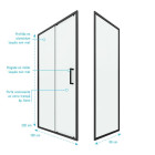 Paroi de douche 1 porte coulissante + Retour 100x90x200 cm - Verre 6 mm - Profilé Noir - CRUSH Aurlane - FAC619