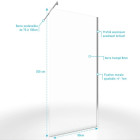 Paroi de douche 80x200cm verre transparent - Barre de fixation extensible et profil chrome - FREEDOM 2 CHROMED Aurlane - FAC437