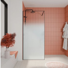 Paroi de douche 90x200cm - Verre dégradé blanc effet brume - Encadrement noir mat – NEPHELIE Aurlane - FAC1115