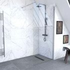 Paroi de douche 90x200cm verre transparent - Barre de fixation extensible et profil chrome - FREEDOM 2 CHROMED Aurlane - FAC438