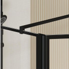 Paroi de douche avec volet pivotant - Verre anticalcaire 8mm - Motifs et Profilé Noir Mat - DARK BLOCKS Aurlane - Dimensions au choix