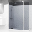 Paroi de douche et volet pivotant 120+40x200cm - Verre Fumé + Barre fixation chrome Aurlane - FAC460