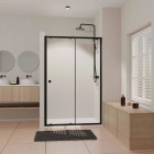 Paroi porte de douche coulissante Noir 120x185cm - Extensible de 112.5 à 126.5 cm - BLACK SLIDE 120 Aurlane - FAC1129