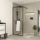 Paroi de douche Noir mat 80x200cm - Porte-serviette et étagère - DARK CONTOURING SHELF Aurlane - FAC755